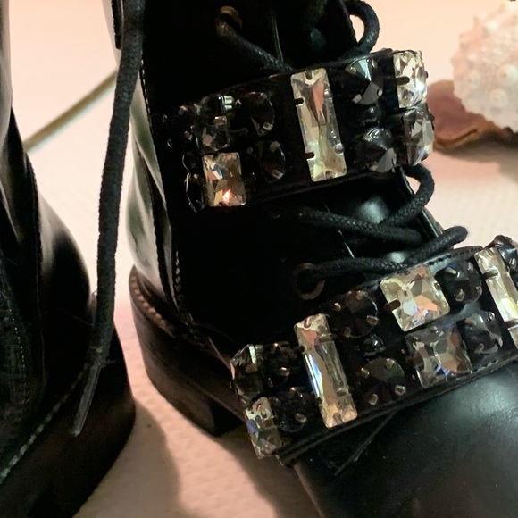ZARA Leather Embellished Biker Boots SZ aus 5 as new biker goth dress style Rare - Picture 5 of 16